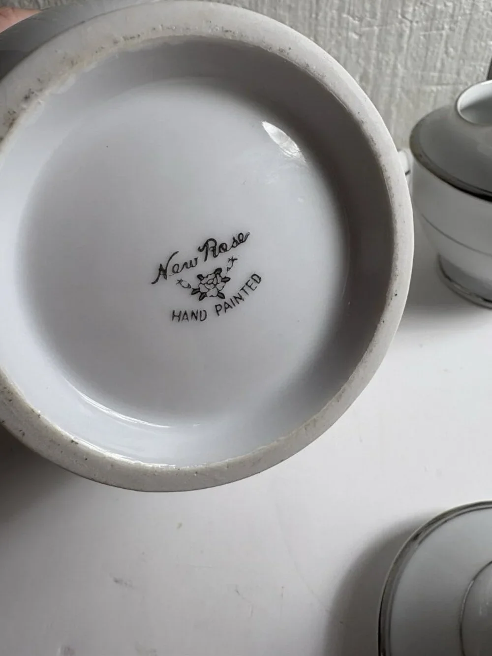 New Rose Hand Painted Teapot, Sugar Bowl And Creamer